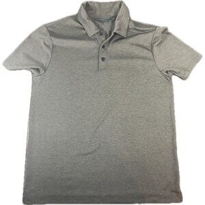 Perry Ellis Mens Grey Polo Shirt Small 100% Polyester Short Sleeve